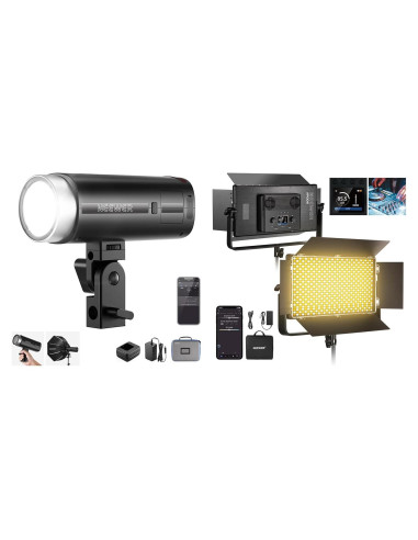 Kit de Iluminación NEEWER AP100B 100W LED Bicolor con Flash Q200