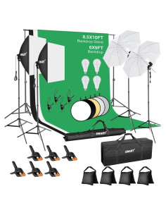 Kit de Soporte de Fondo EMART 2.6x3.0m con Iluminación LED 50W