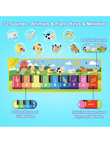 Alfombra de Piano FOKI para Niños 100x36 cm Musical Educativa