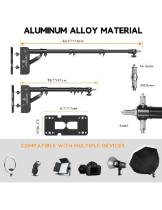 Brazo de Soporte Triangular de Pared JJ JIANJIN 110 cm para Luz de Anillo 2
