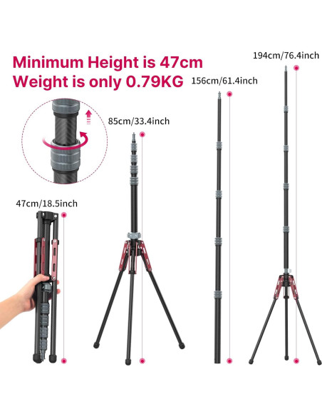 Soporte de Luz ULANZI MT-49 de Fibra de Carbono 194cm