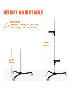 Soporte de Luz Ajustable Lusweimi 2.6m con Ruedas y Empuñaduras 2