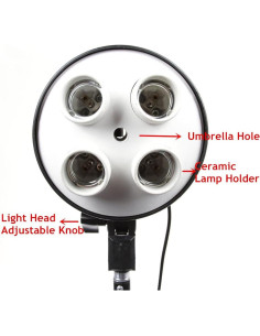 Adaptador de Lámpara E27 4-en-1 FocusFoto con Soporte para Paraguas 2