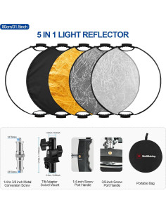Reflector de Fotografía 5 en 1 WELLMAKING 80cm Plegable 2