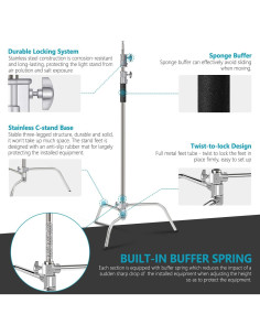 Soporte de Luz C-Stand Neewer 3m Ajustable con Brazo 1.2m 2