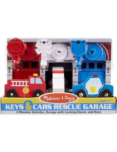 Melissa & Doug Garaje de Madera con Vehículos de Rescate