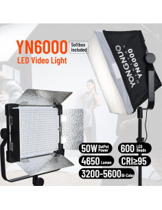 Kit de Luz LED YONGNUO YN6000 50W Bi-Color 3200K-5600K 2