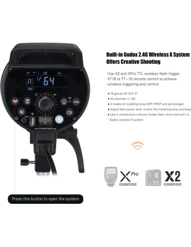 Flash de Estudio Godox DP400III 400Ws Inalámbrico 5600K