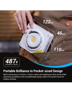 Luz de Video LED Godox ML100Bi Bi-Color 100W 34300 Lux 2