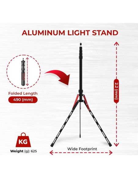 Soporte de Luz de Viaje Reflex Camera 2.2m Aluminio Ligero
