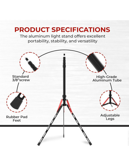 Soporte de Luz de Viaje Reflex Camera 2.2m Aluminio Ligero