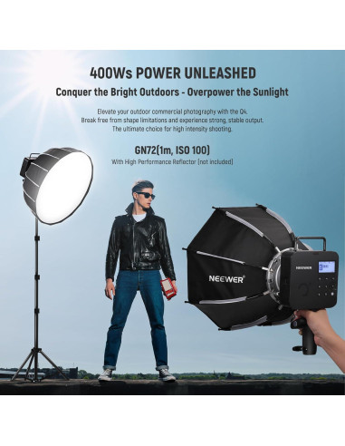 Flash de Estudio NEEWER Q4 400Ws TTL 2.4G con Bolsa
