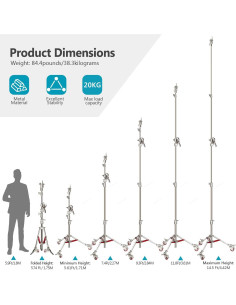 Soporte de Luz C Stand Neewer 100% Acero Inoxidable 440cm 2