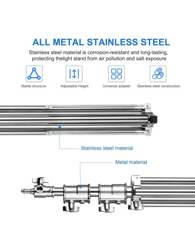 Soporte de Luz Fotográfica FOTOLS Acero Inoxidable 2.8m