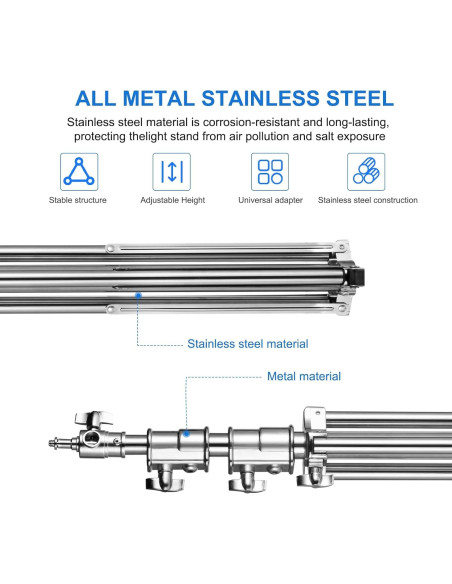 Soporte de Luz Fotográfica FOTOLS Acero Inoxidable 2.8m