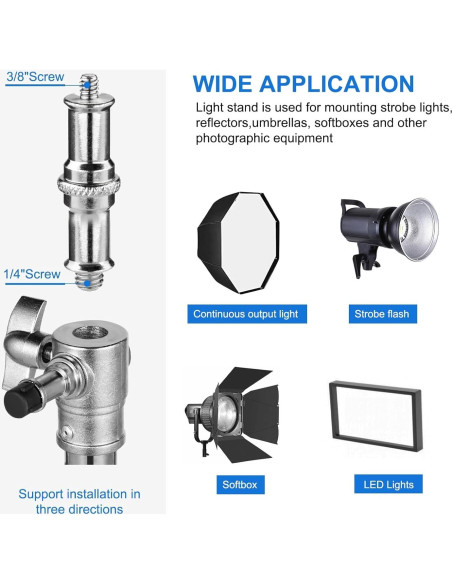 Soporte de Luz Fotográfica FOTOLS Acero Inoxidable 2.8m