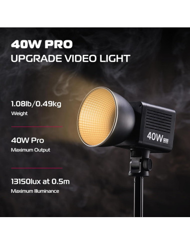 Luz LED Portátil ULANZI 40W Pro con Batería 3400mAh y Temperatura de Color Ajustable
