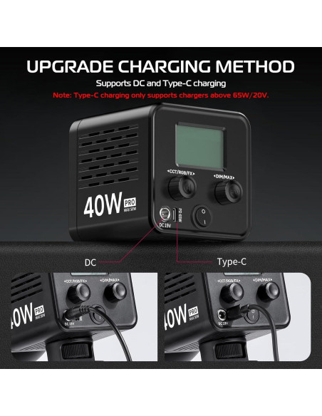 Luz LED Portátil ULANZI 40W Pro con Batería 3400mAh y Temperatura de Color Ajustable