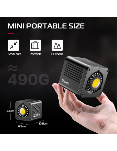 Luz LED Portátil ULANZI 40W Pro con Batería 3400mAh y Temperatura de Color Ajustable