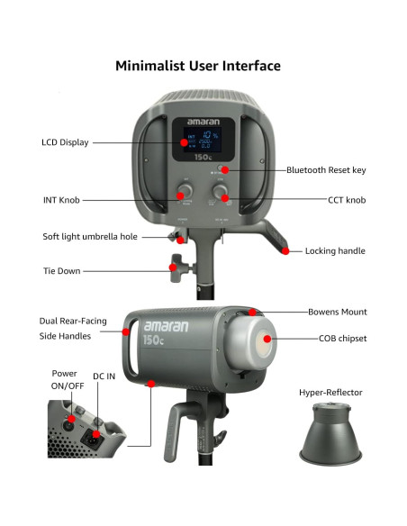 Aputure amaran 150c Luz de Video RGB 150W Montaje Bowens