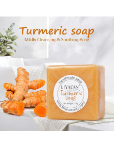 Jabón de Cúrcuma LIYALAN 109.6g Natural Vegano para Piel Sensible 2