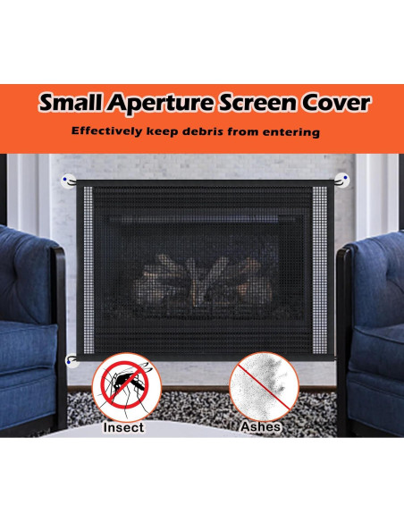 Pantalla de Chimenea LWFCOEE 91x76 cm Malla de Seguridad Negra