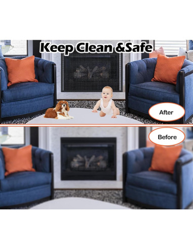 Pantalla de Chimenea LWFCOEE 91x76 cm Malla de Seguridad Negra