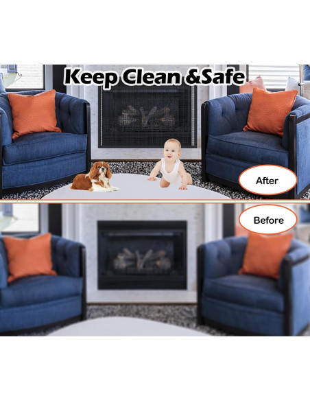 Pantalla de Chimenea LWFCOEE 91x76 cm Malla de Seguridad Negra