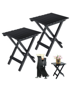 Juego de 2 Mesas Laterales Plegables DoubleFill de Madera 29x28x36 cm