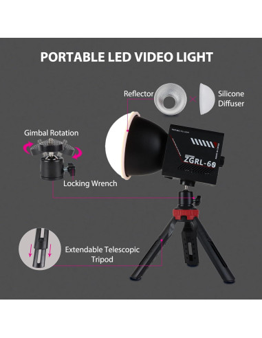 Luz de Video LED Portátil WBLOOMSI 60W Batería 8000mAh