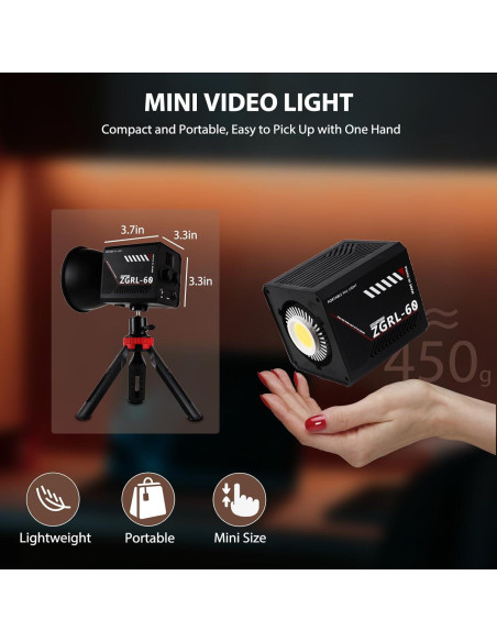 Luz de Video LED Portátil WBLOOMSI 60W Batería 8000mAh