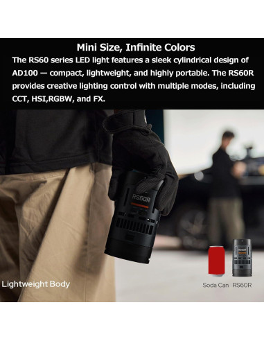 Godox RS60R Luz LED RGB Monolight Mini para Video