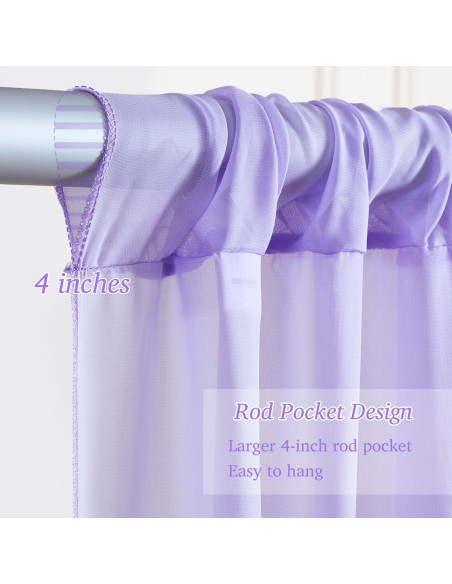 Cortina de fondo de gasa lavanda con luces LED 5x10 pies