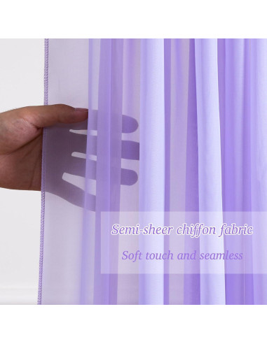 Cortina de fondo de gasa lavanda con luces LED 5x10 pies