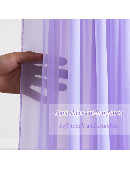 Cortina de fondo de gasa lavanda con luces LED 5x10 pies