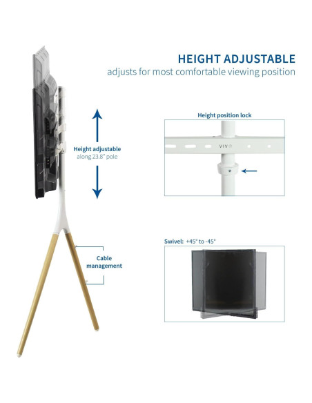 Soporte de Caballete Artístico VIVO para TV 45-65" Blanco Madera