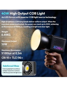 Luz LED Portátil ULANZI 40W Pro RGB con Batería 3400mAh 2