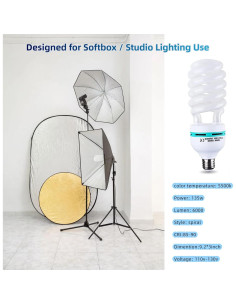Bombilla CFL 135W 5500K E27 para Softbox Fotografía 2