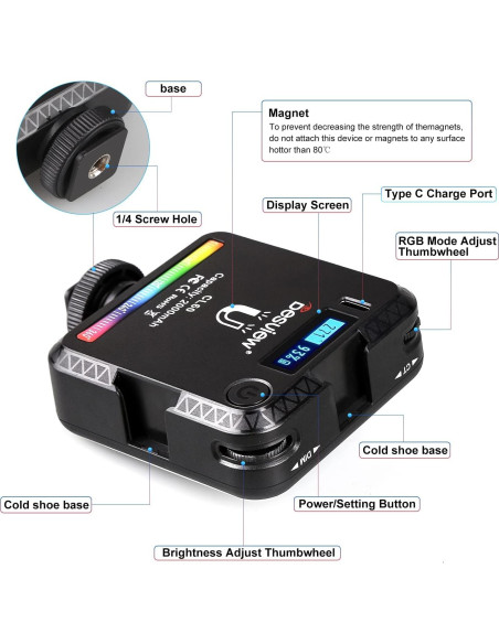 Luz LED RGB Desview CL60 para Cámara, 2000mAh, 2500-9000K