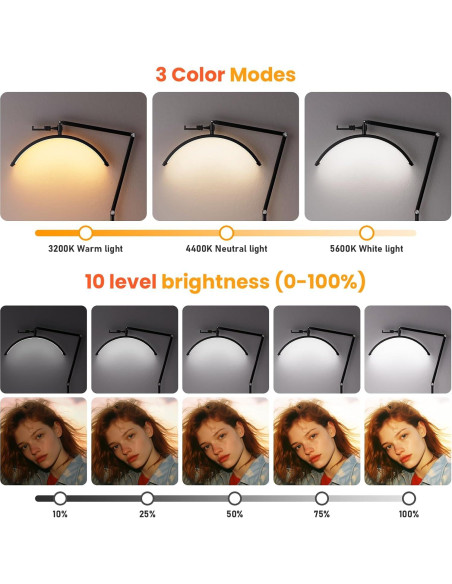 Luz de Pestañas LED Andoer HD-M700X Ajustable 36W