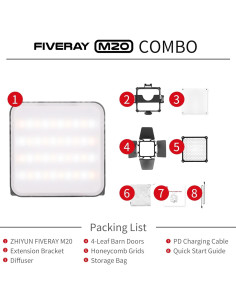 ZHIYUN FIVERAY M20 Combo Luz de Video LED Bi-Color 2700K-6500K 2