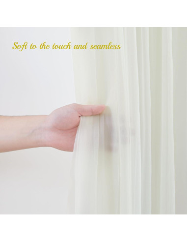 Cortina de tul marfil con luces 2 paneles 5x10 pies