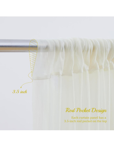 Cortina de tul marfil con luces 2 paneles 5x10 pies