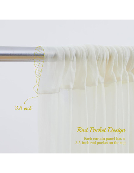 Cortina de tul marfil con luces 2 paneles 5x10 pies