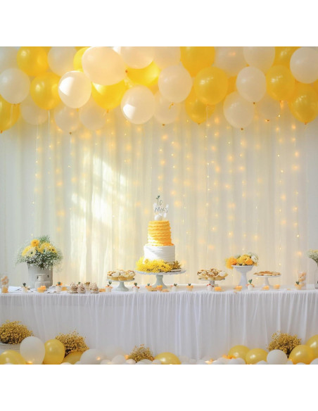 Cortina de tul marfil con luces 2 paneles 5x10 pies