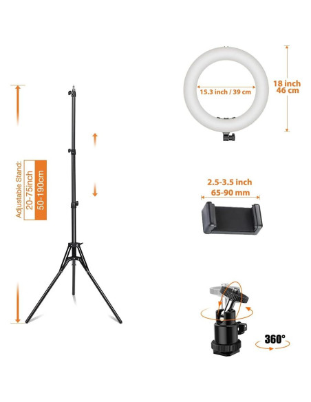 Anillo de Luz LED INKELTECH 46cm Bi-Color 3000K-6000K Anillo de Luz LED INKELTECH 46cm Bi-Color 3000K-6000K