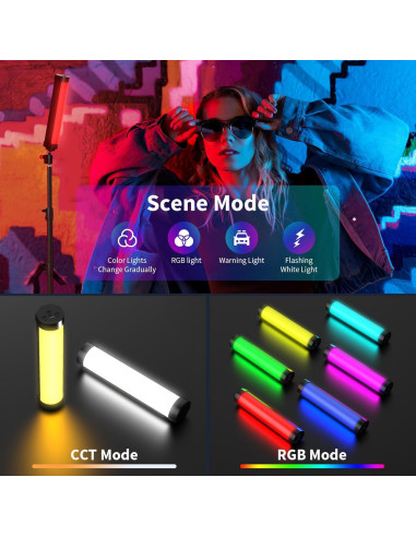 Varita de Luz Portátil LUXCEO RGB LED 20cm 2000mAh CRI95+