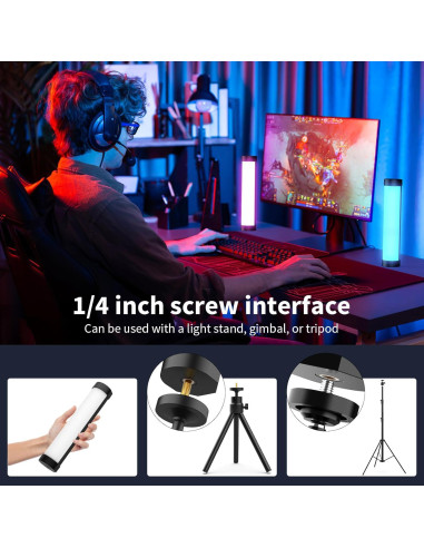 Varita de Luz Portátil LUXCEO RGB LED 20cm 2000mAh CRI95+