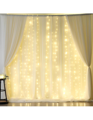 Cortina de Chiffon Beige con Luces LED 2 Paneles 5x10 pies