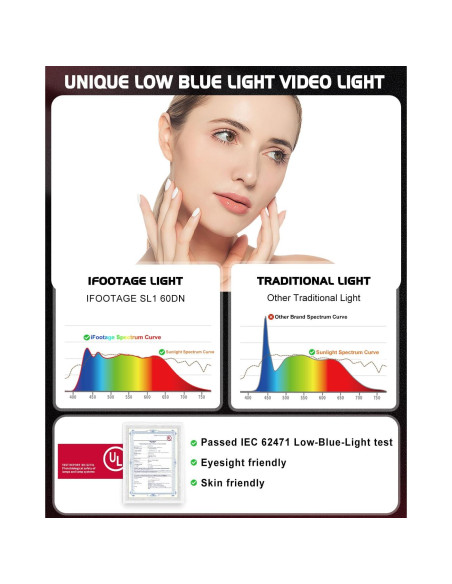 IFOOTAGE Luz LED Video 70W SL1 60DN 5600K Iluminación Continua IFOOTAGE Luz LED Video 70W SL1 60DN 5600K Iluminación Continua